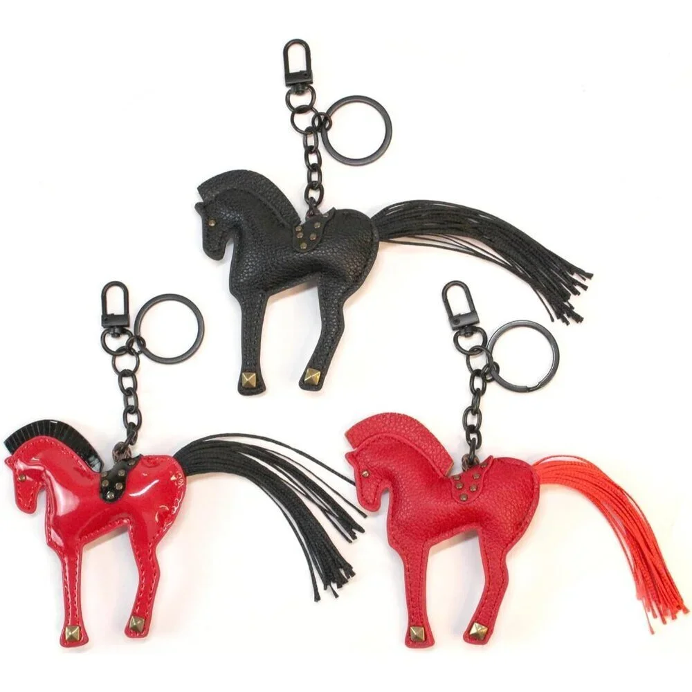 Horse Keychain Leather Hanging Charm for Bags Purse Backpack Women Gift